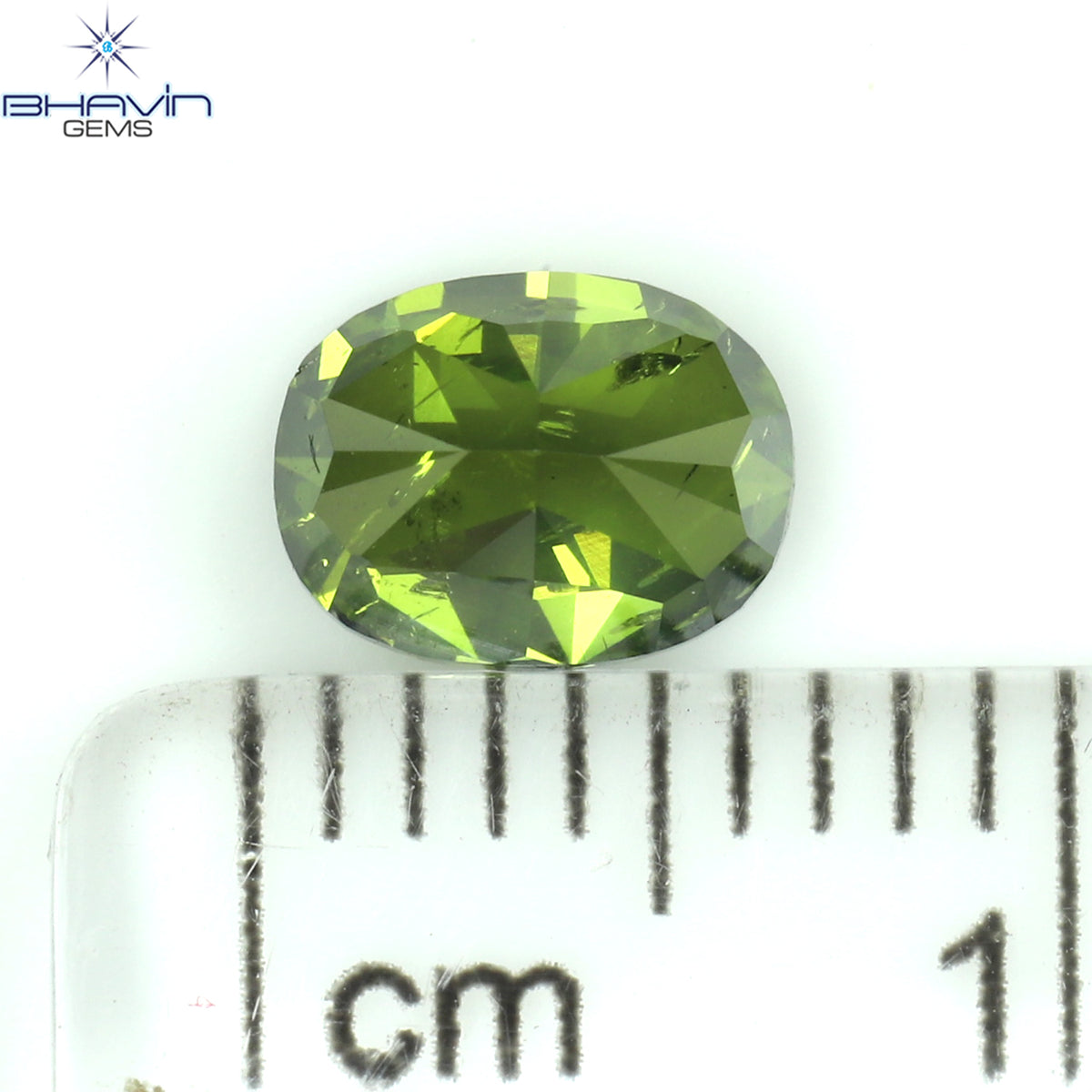 0.15 CT オーバル シェイプ ナチュラル ダイヤモンド グリーン カラー SI1 クラリティ (3.73 MM)