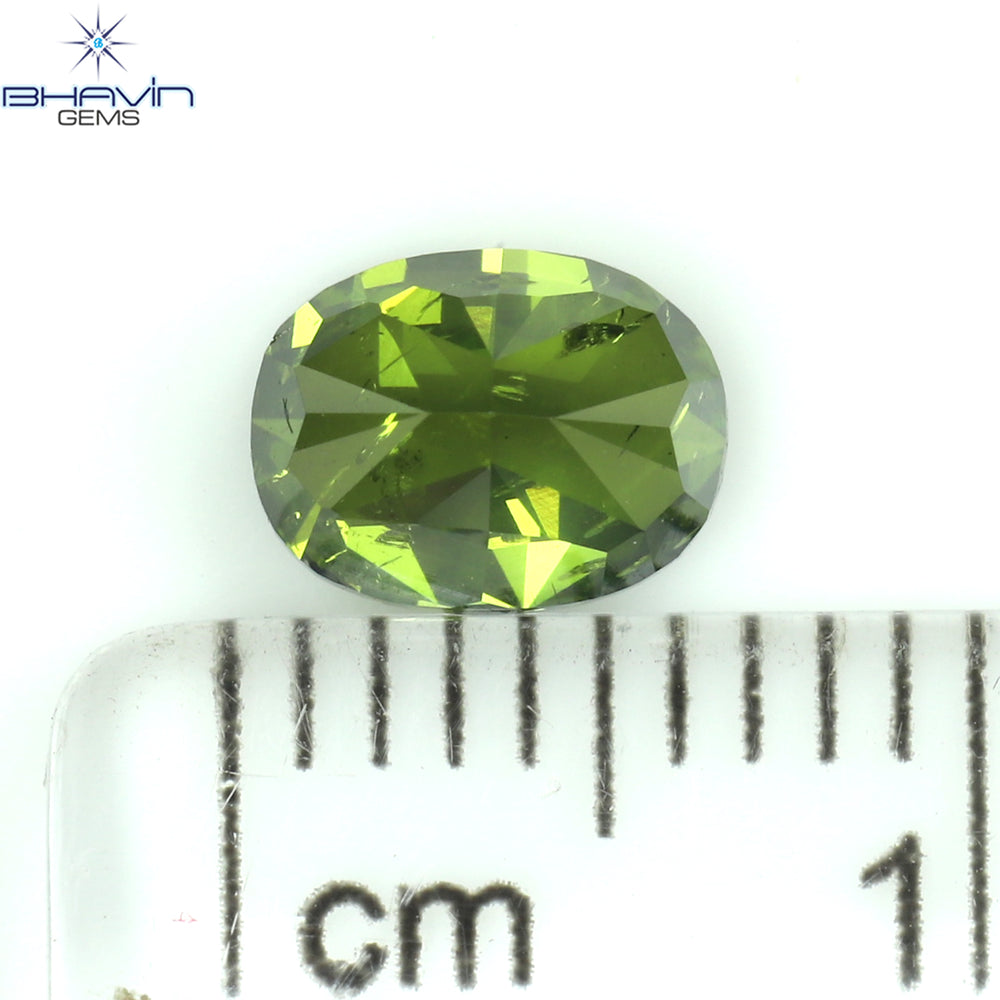 1.04 CT Oval Shape Natural Diamond Green Color I1 Clarity (6.42 MM)