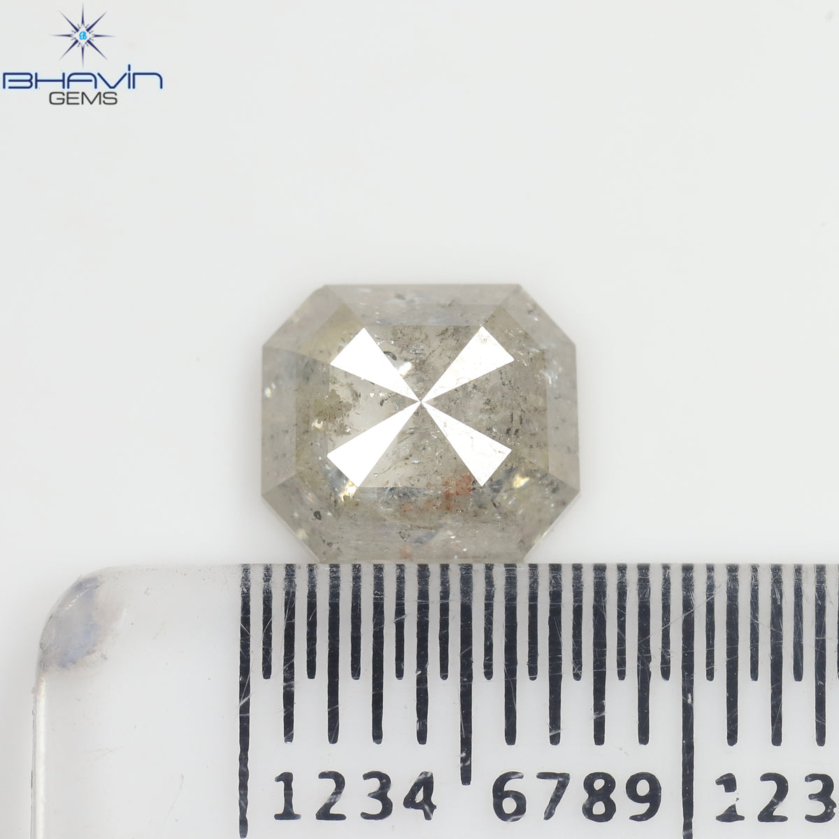 1.41 CT Square Emerald Diamond White Salt and Pepper Color Clarity I3 (7.20 MM)
