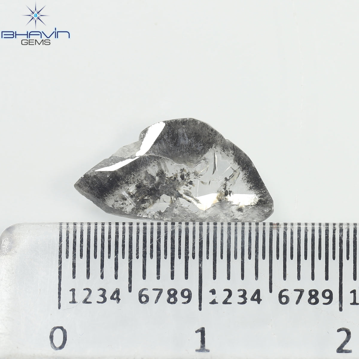 1.39 CT スライス形状 天然ダイヤモンド ソルト アンド ペッパー カラー I3 クラリティ (13.50 MM)