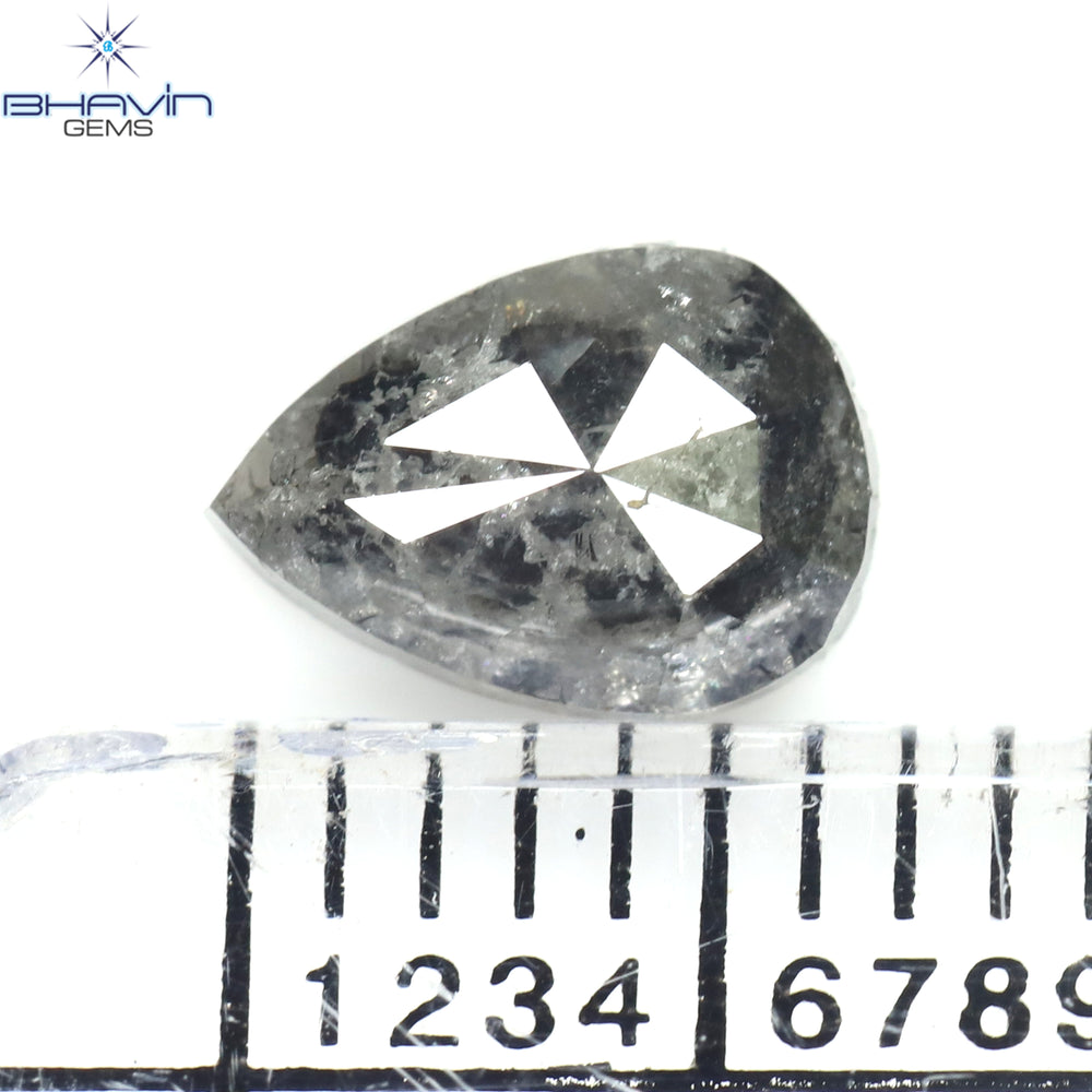 0.85 CT, Pear Diamond, Salt And pepper Color, Clarity I3