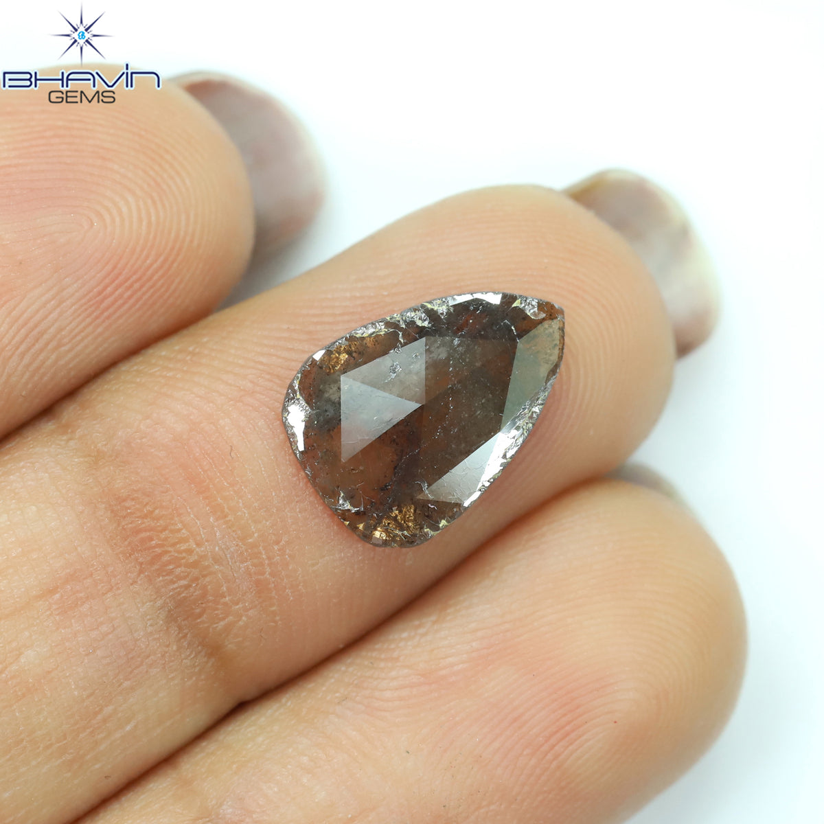 1.11 CT ペア スライス シェイプ ナチュラル ダイヤモンド ブラウン カラー I3 クラリティ (12.03 MM)