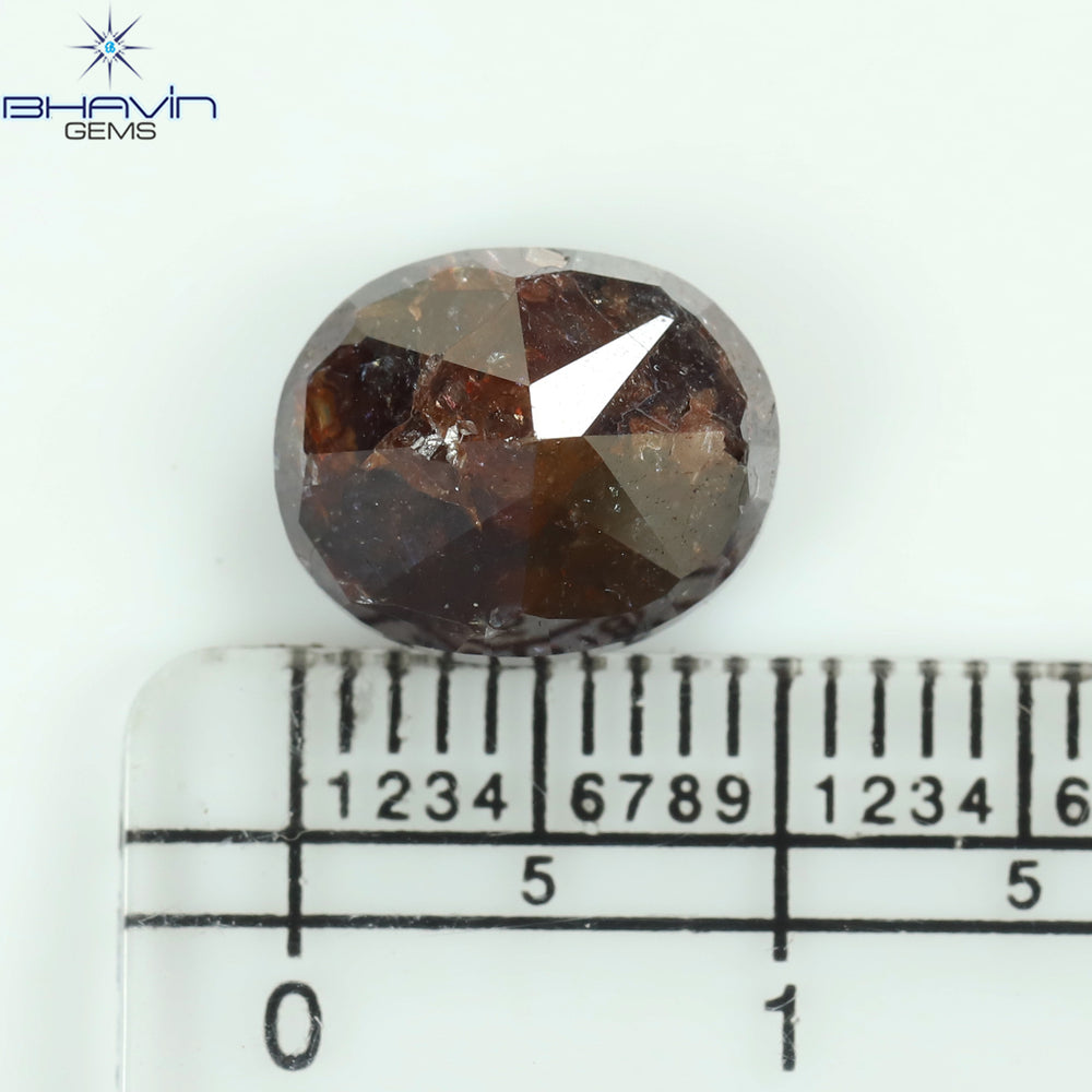 4.54 CT オーバルシェイプ ナチュラル ダイヤモンド レッド ブラウン カラー I3 クラリティ (10.40 MM)