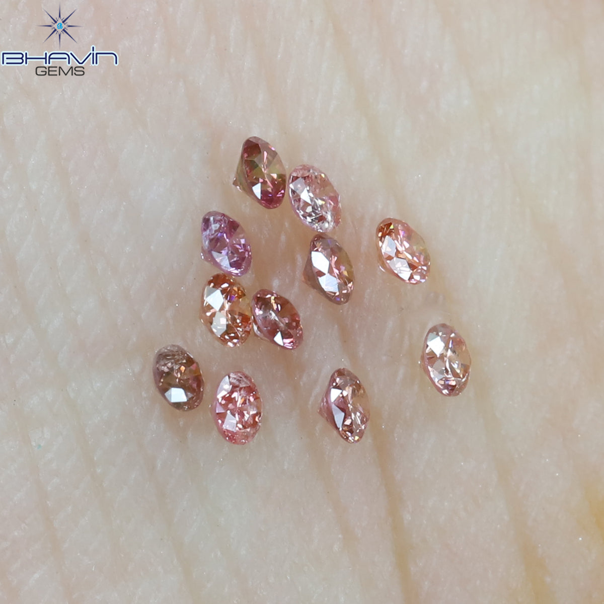0.22 CT/11 Pcs Natural Round Diamond Enhanced Pink Color Clarity SI (1.75 MM)