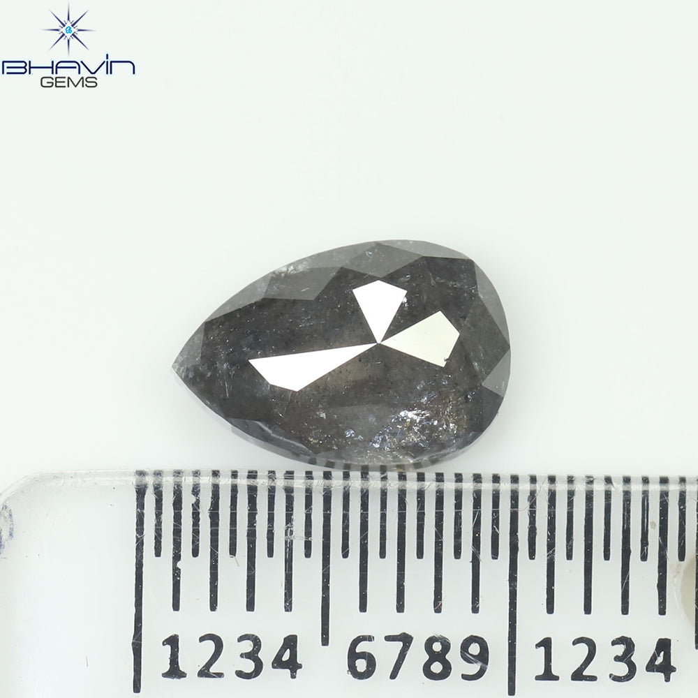 1.85 CT Natural Pear Diamond Salt And Pepper Color Clarity I3 (9.12 MM)