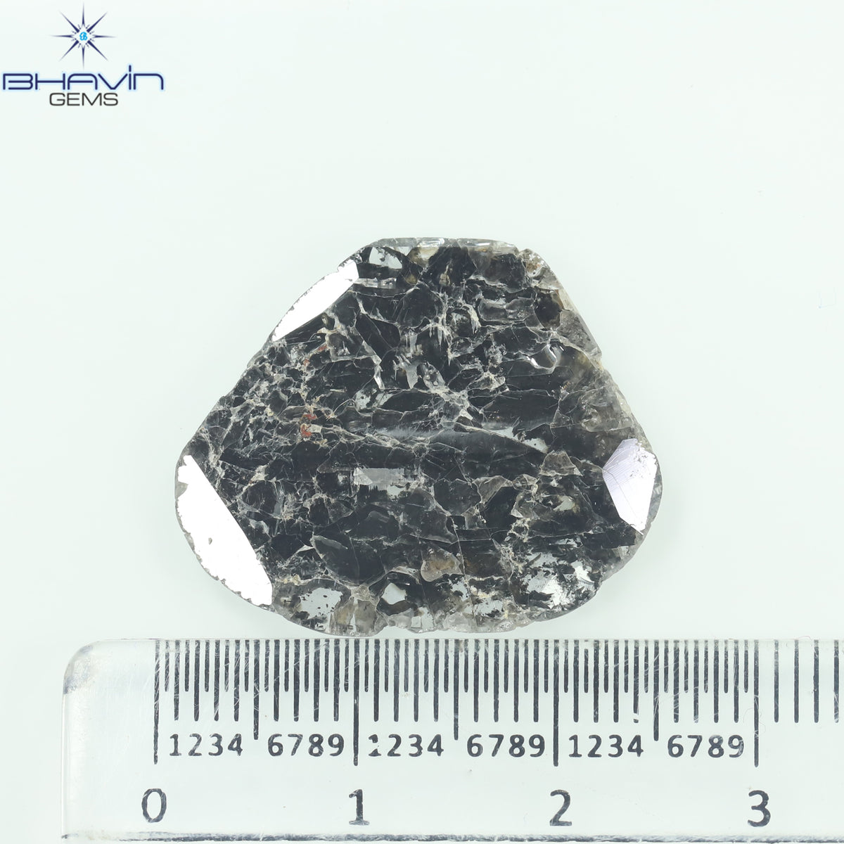 8.36 CT スライス シェイプ ナチュラル ダイヤモンド ソルト アンド ペッパー カラー I3 クラリティ (25.00 MM)