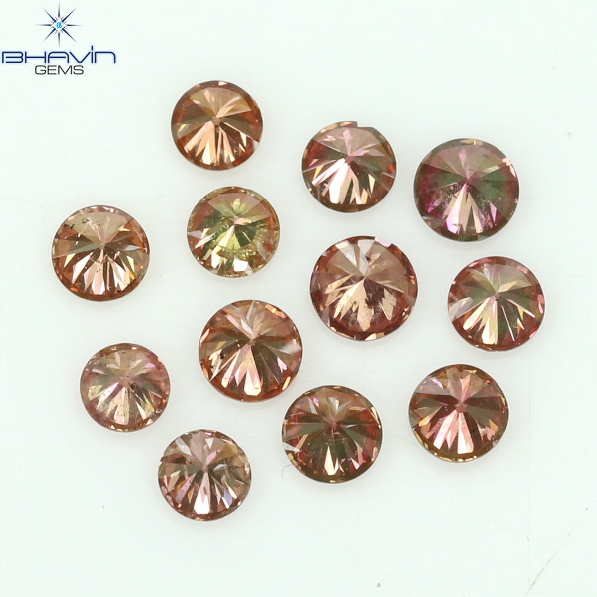 0.44 CT/12 Pcs Natural Round Diamond Enhanced Pink Color Clarity VS-SI (2.25 MM)