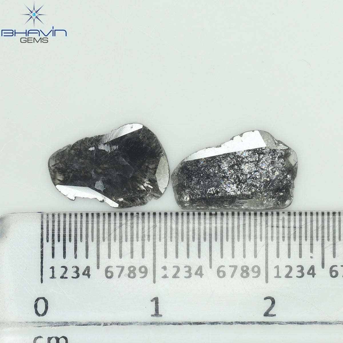 1.60 CT スライス形状 天然ダイヤモンド ソルト アンド ペッパー カラー I3 クラリティ (11.19 MM)