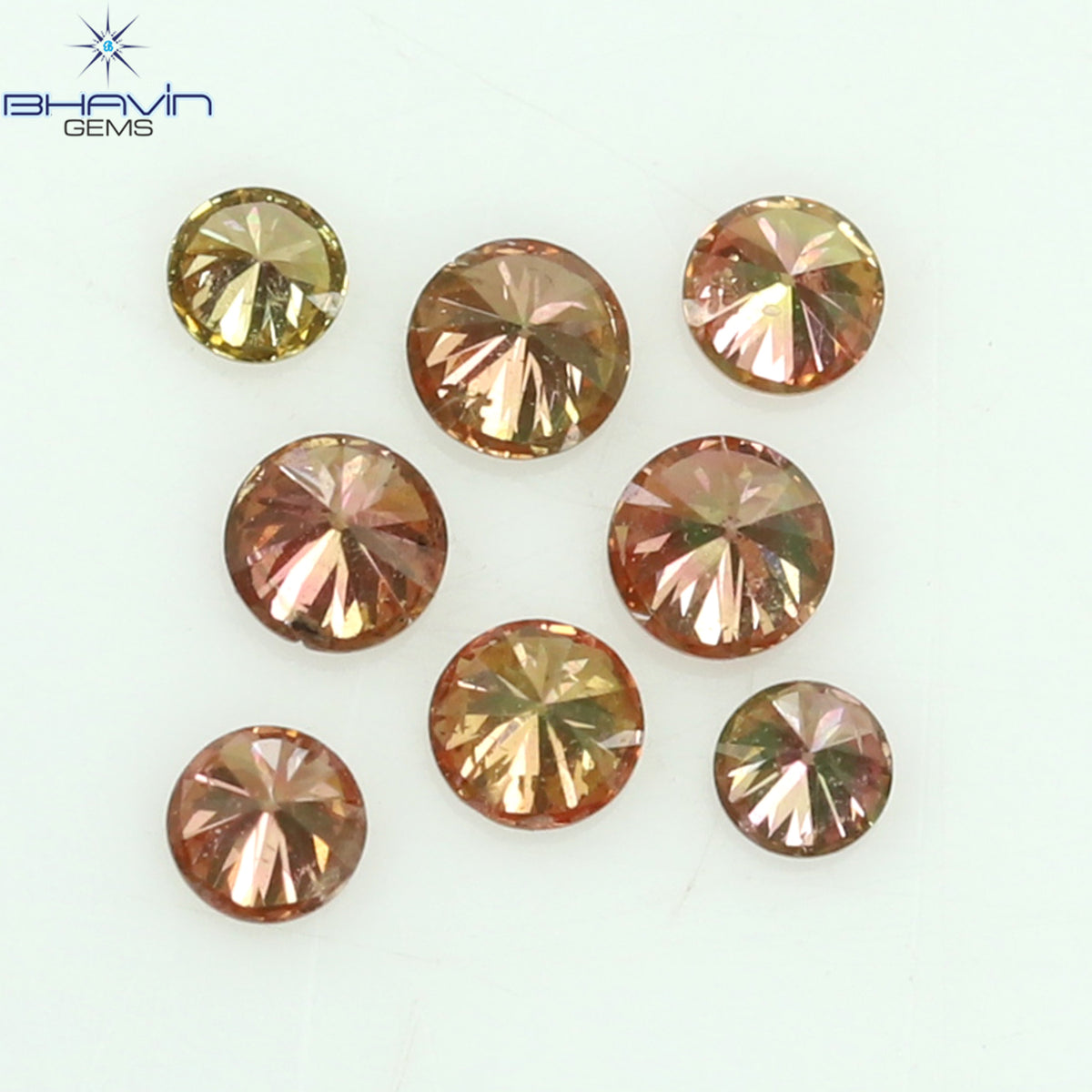 0.18 CT/8 Pcs Natural Round Diamond Enhanced Pink Color Clarity SI (1.90 MM)