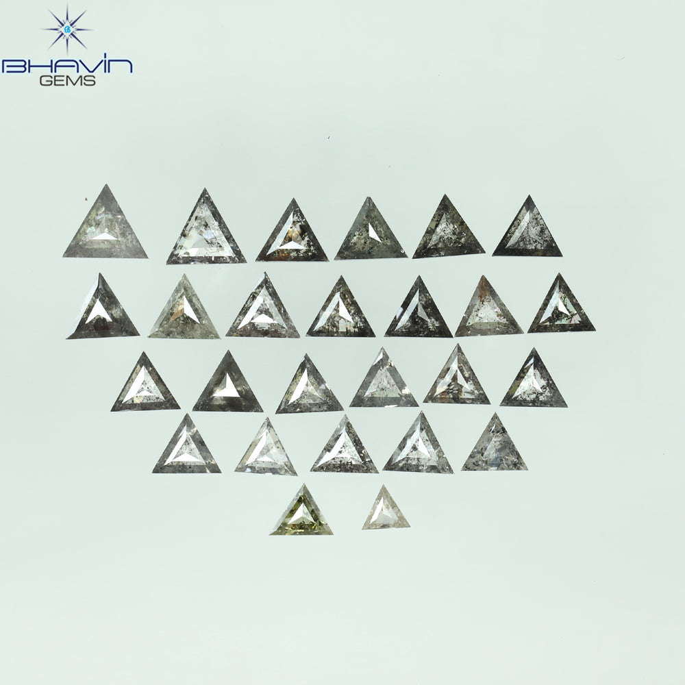 2.84 CT/45 Pcs Triangle Shape Natural Loose Diamond Salt And Pepper Color I3 Clarity (2.80 MM)