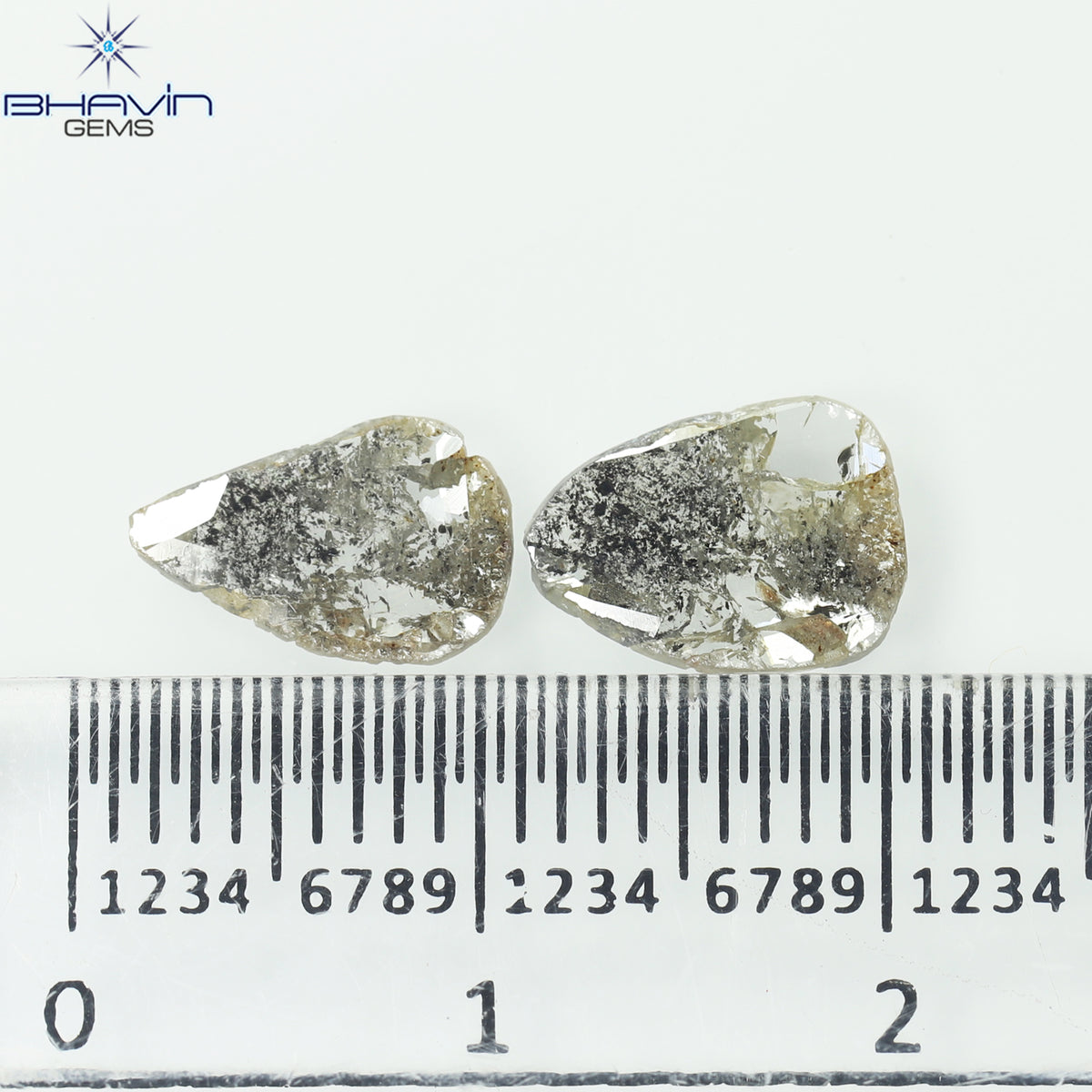1.35 CT (2 Pcs) Slice Natural Diamond Salt And Pepper Color Clarity I3 (9.55 MM)