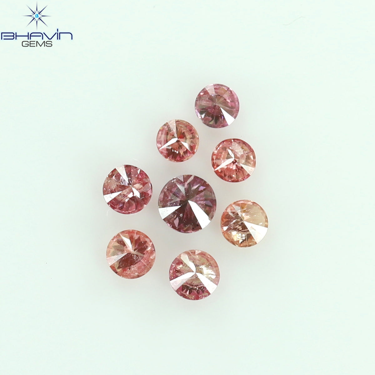 0.19 CT/8 Pcs Natural Round Diamond Enhanced Pink Color Clarity I2 (2.00 MM)