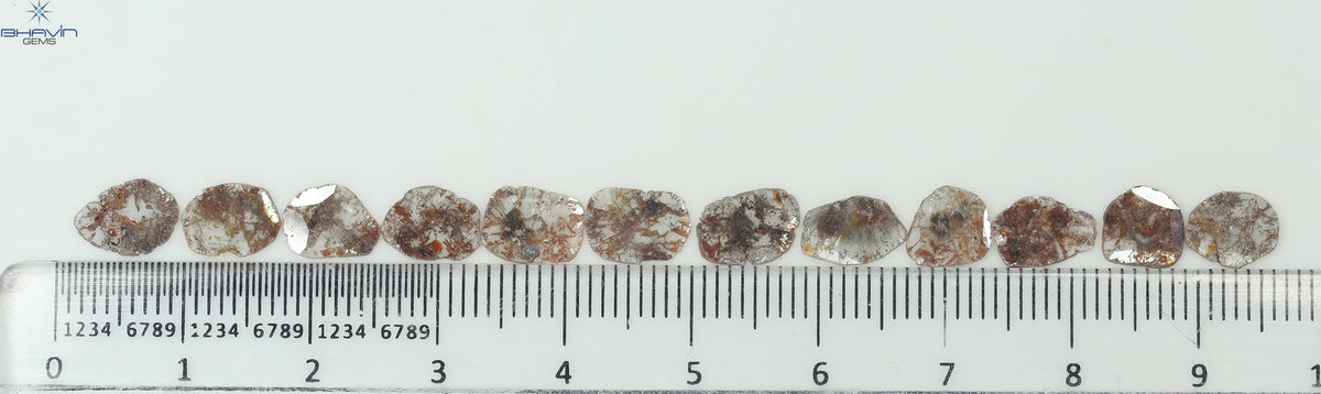 4.35 CT (12 Pcs) Slice Natural Diamond Brown Color Clarity I3 (8.34 MM)