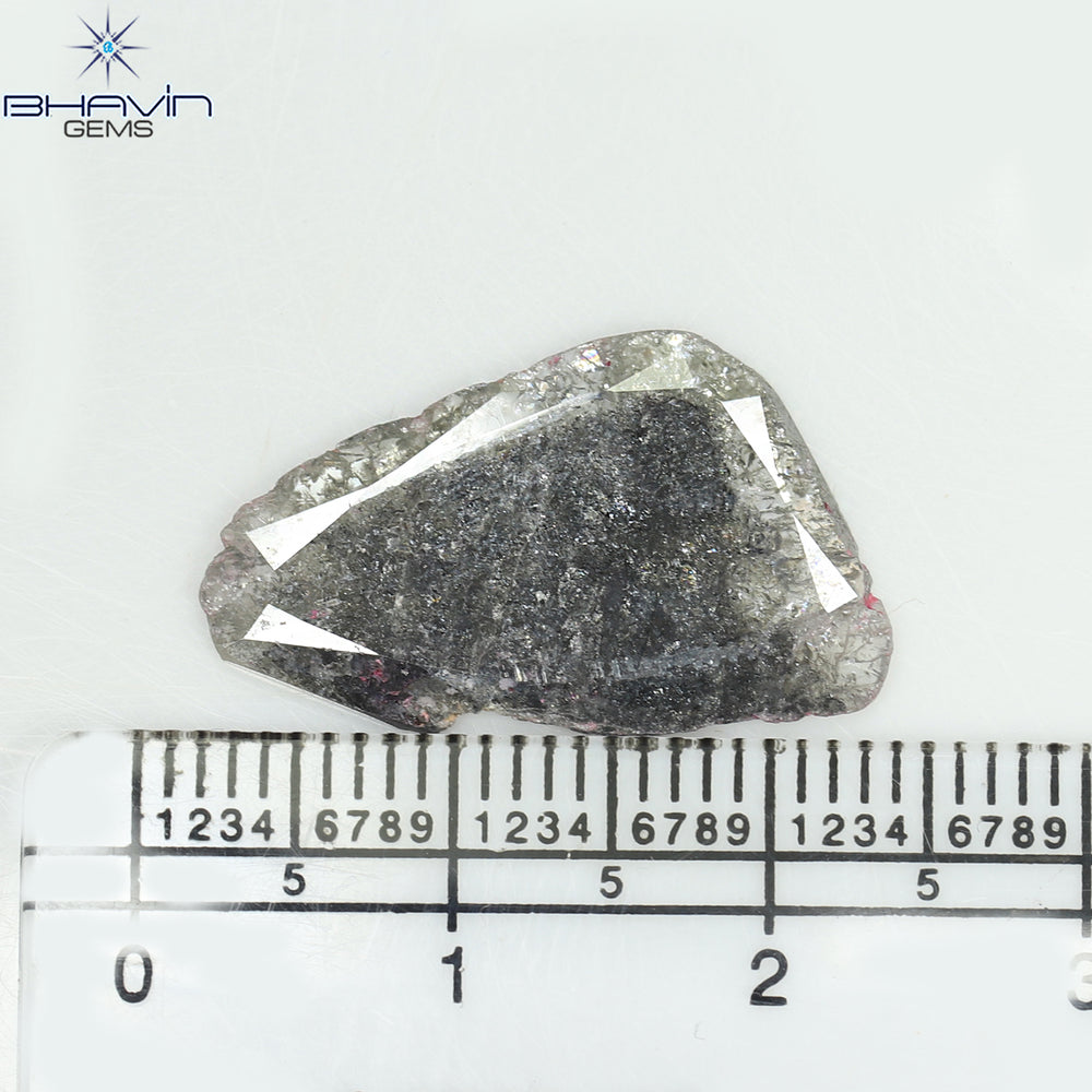 4.08 CT Slice Shape Natural Diamond Salt And Pepper Color I3 Clarity (19.63 MM)