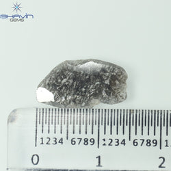 1.23 CT スライス形状 天然ダイヤモンド ソルト アンド ペッパー カラー I3 クラリティ (14.00 MM)