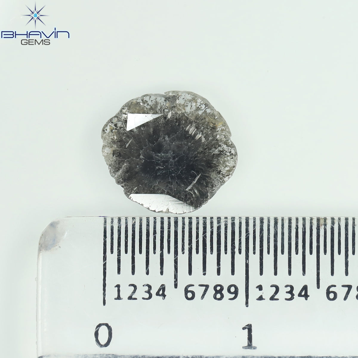 0.89 CT スライス シェイプ 天然ダイヤモンド ソルト アンド ペッパー カラー I3 クラリティ (9.81 MM)
