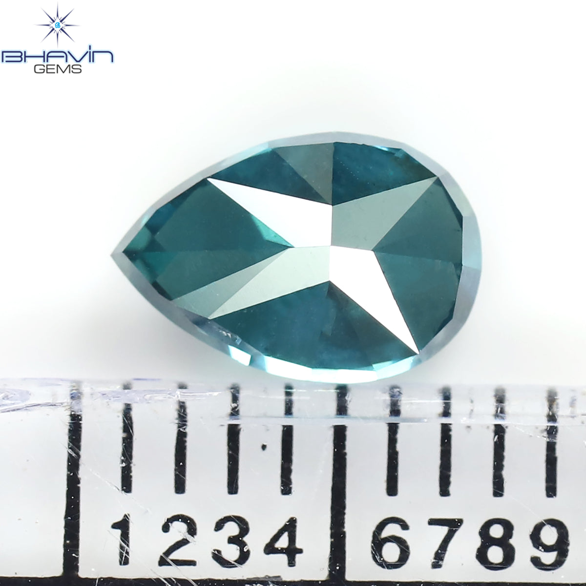 0.90 CT Pear Natural Diamond Enhanced Greenish Blue Color Clarity SI2 (4.38 MM)