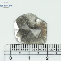 5.97 CT スライス シェイプ ナチュラル ダイヤモンド ソルト アンド ペッパー カラー I3 クラリティ (18.24 MM)