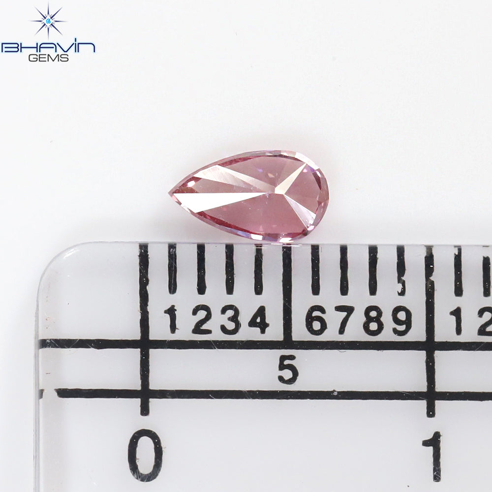 0.23 CT Natural Pear Diamond Enhanced Pink Color Clarity VS1 (5.64 MM)