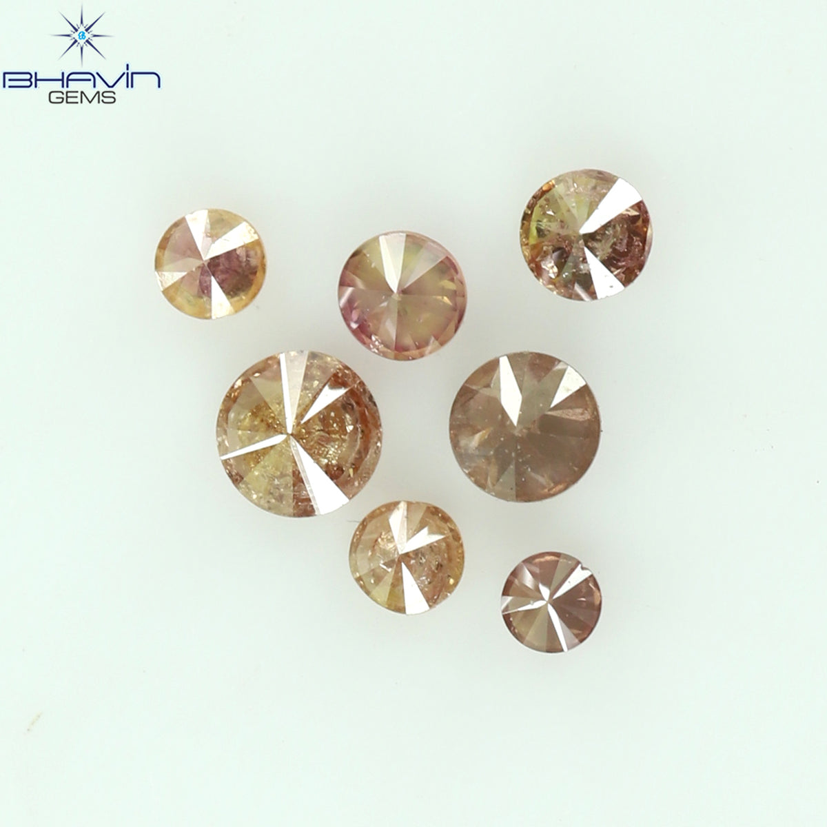 0.09 CT/7 ピース ラウンド シェイプ ナチュラル ルース ダイヤモンド ピンク カラー I3 クラリティ (1.75 MM)
