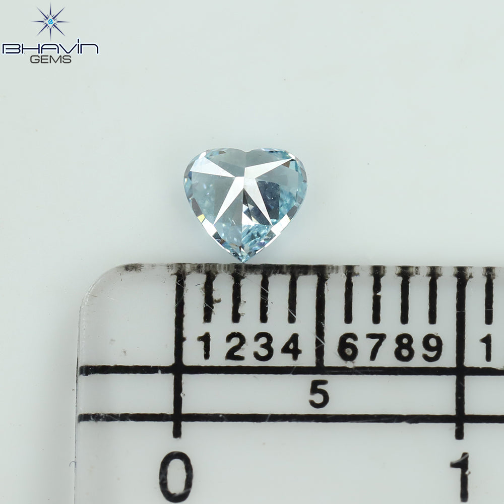 0.31 CT Heart Shape Natural Diamond Greenish Blue Color VS1 Clarity (4.40 MM)
