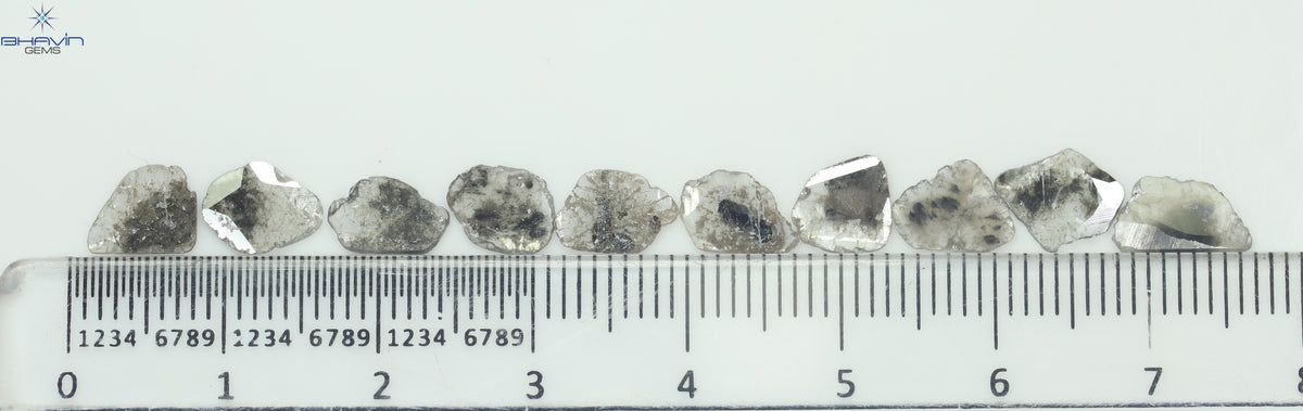 3.64 CT (10 Pcs) Slice Natural Diamond Salt And Pepper Color Clarity I3 (9.10 MM)