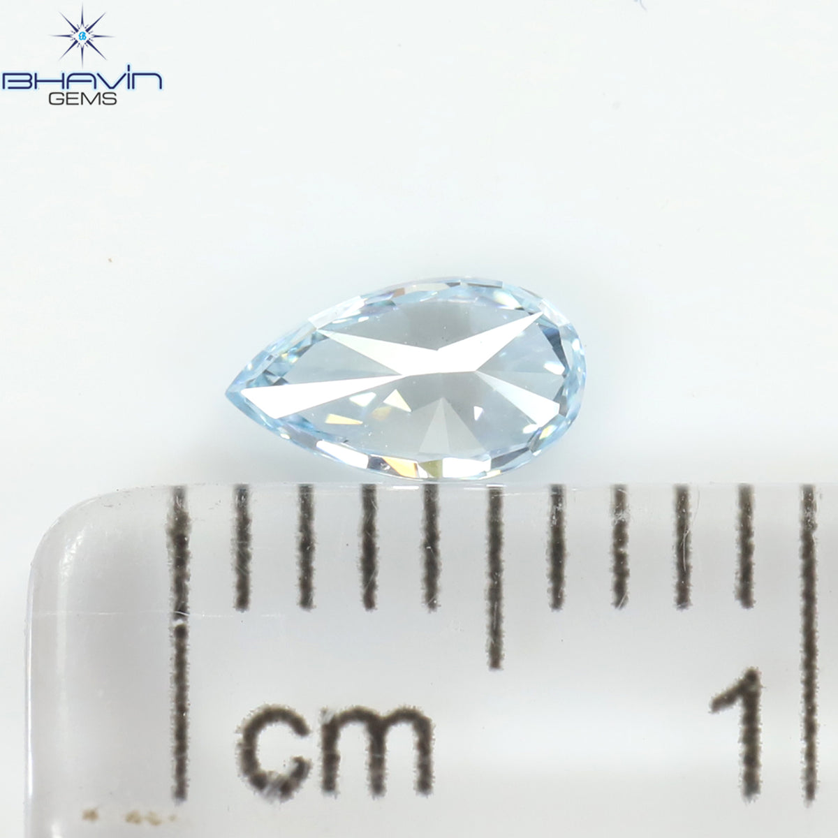 0.28 CT Natural Pear Diamond Enhanced Greenish Blue Color Clarity VS1 (5.79 MM)