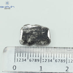 1.45 CT スライス形状 天然ダイヤモンド ソルト アンド ペッパー カラー I3 クラリティ (12.20 MM)
