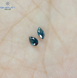 0.13 CT/2 ピース ミックス シェイプ ナチュラル ダイヤモンド ブルー カラー SI1 クラリティ (3.80 MM)