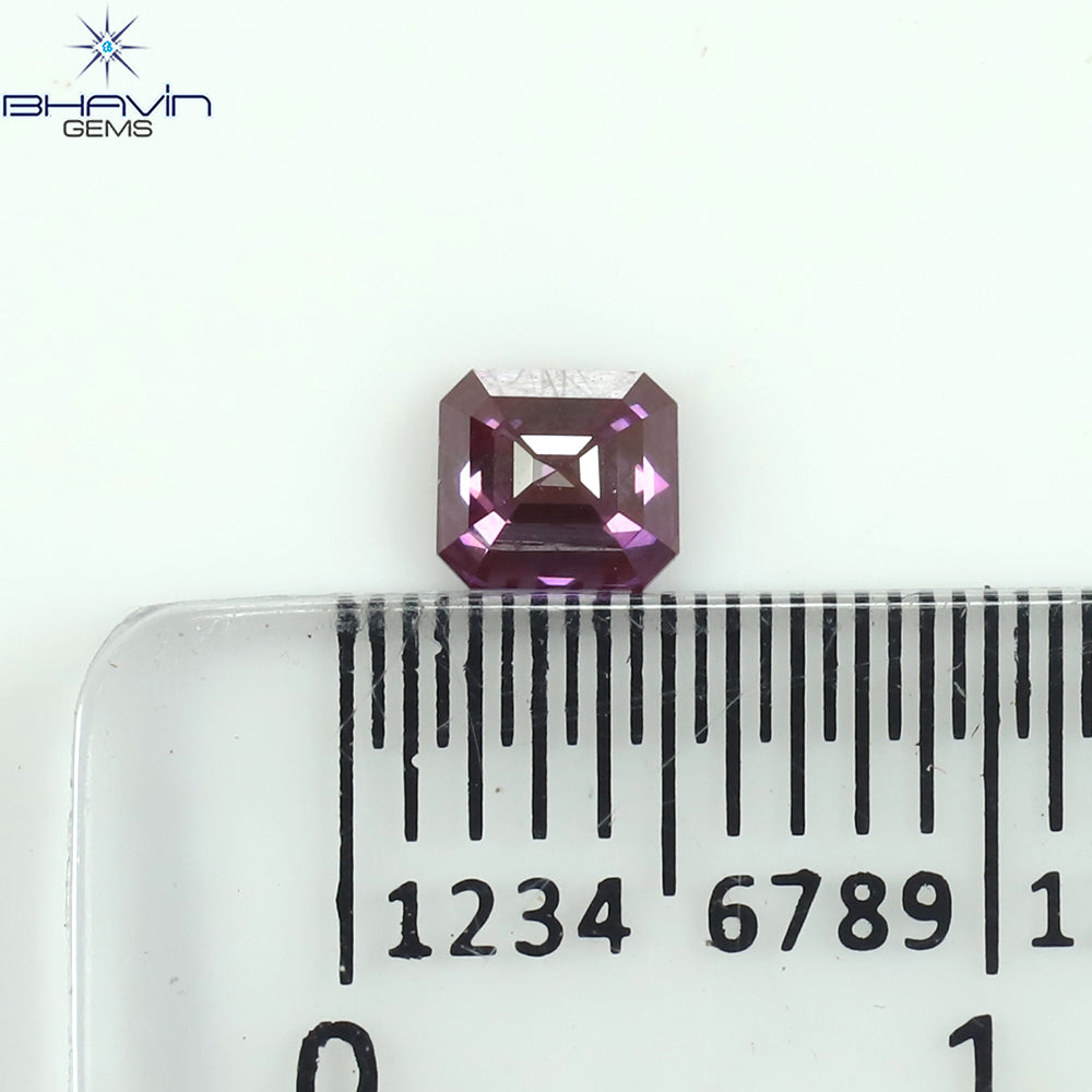 0.24 CT Natural Asscher Diamond Enhanced Pink Color Clarity VS2 (3.74 MM)