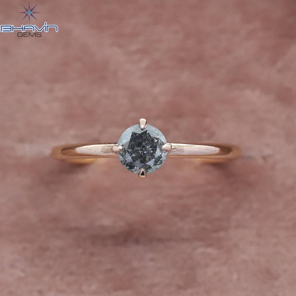 Round Diamond Salt And Pepper Diamond Natural Diamond Ring Engagement Ring
