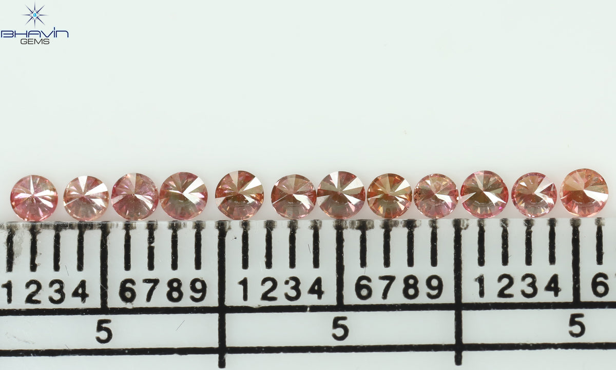 0.40 CT/12 個 ラウンド シェイプ ナチュラル ルース ダイヤモンド ピンク カラー SI クラリティ (2.15 MM)