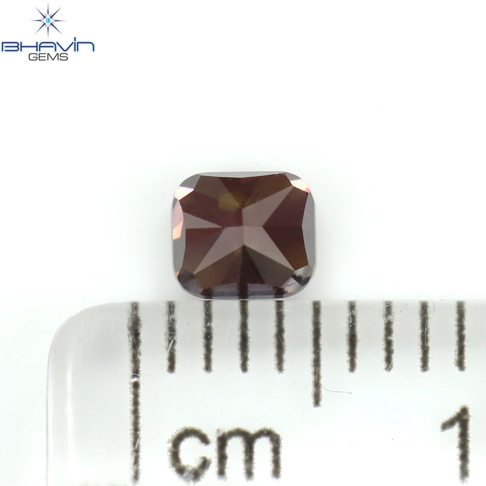 0.42 CT クッション シェイプ ナチュラル ルース ダイヤモンド 強化ピンク色 VS1 クラリティ (4.04 MM)