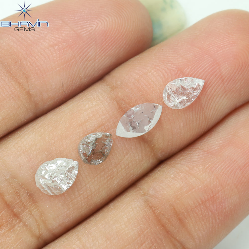 0.90 CT /4 Pcs Uncut Shape White Natural Loose Diamond I2 Clarity (7.25 MM)