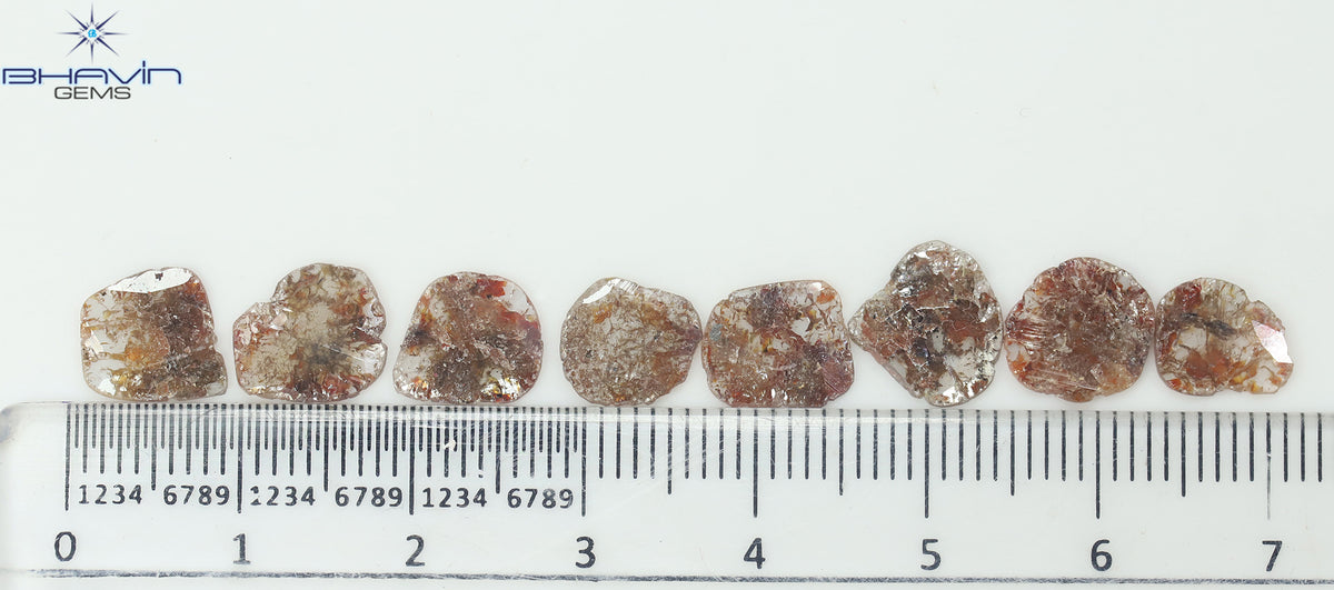 5.09 CT (8 Pcs) Slice Natural Diamond Brown Color Clarity I3 (9.26 MM)