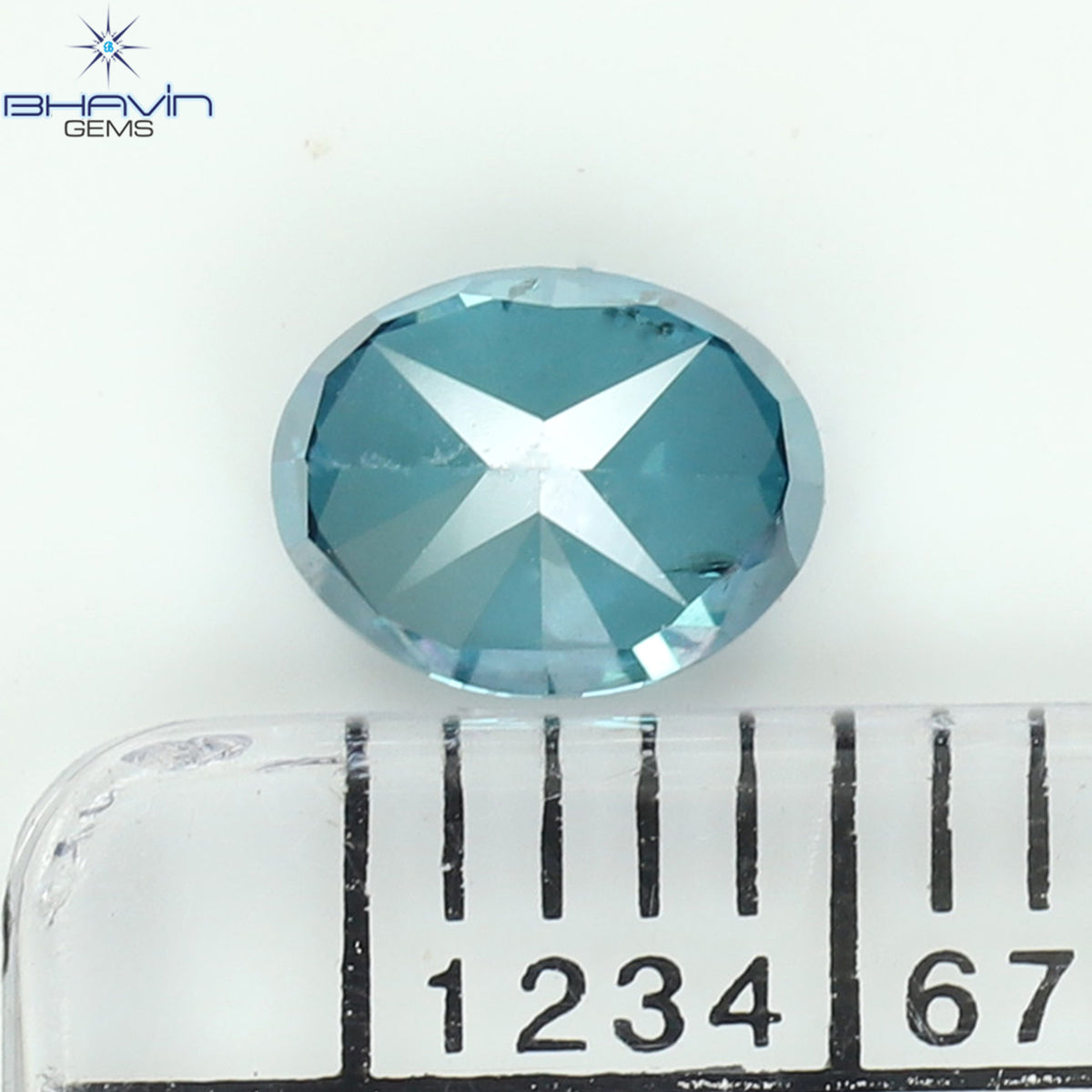 0.65 CT Oval Natural Diamond Enhanced Greenish Blue Color Clarity SI1 (5.70 MM)