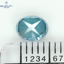 0.65 CT, Oval Diamond, Oval Cut, Green Color, Blue Color, Diamond, Clarity SI1