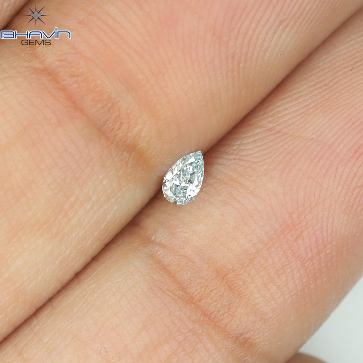 0.07 CT Natural Pear Diamond Enhanced Greenish Blue Color Clarity VS1 (3.68 MM)