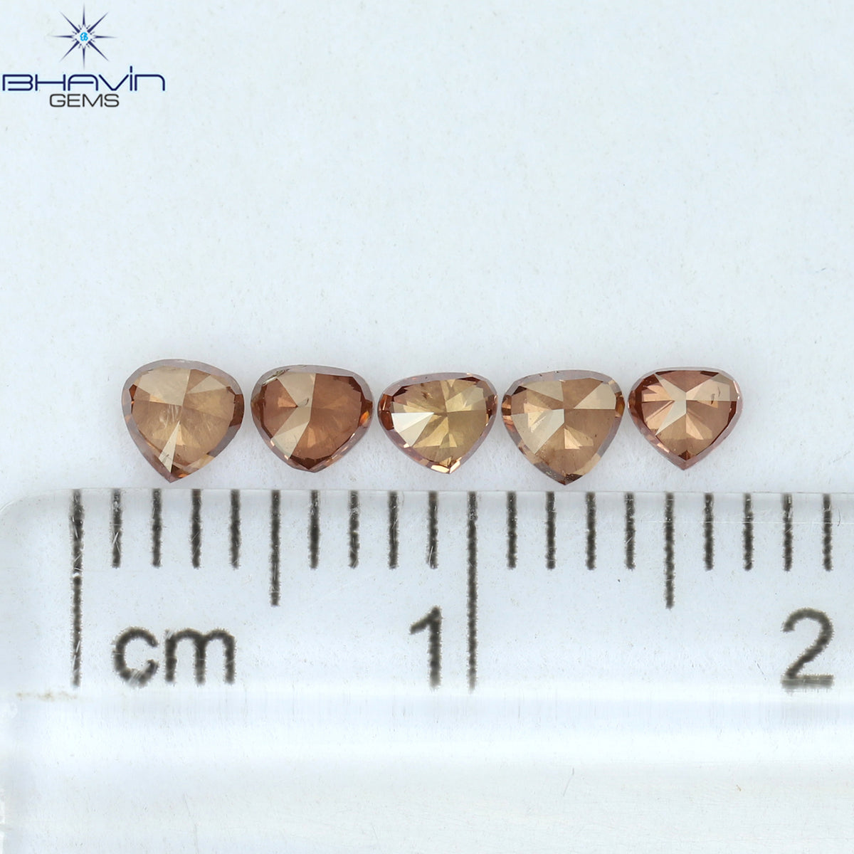 0.64 CT/5 ピース ハートシェイプ ナチュラル ルース ダイヤモンド ピンク カラー SI1 クラリティ (3.20 MM)