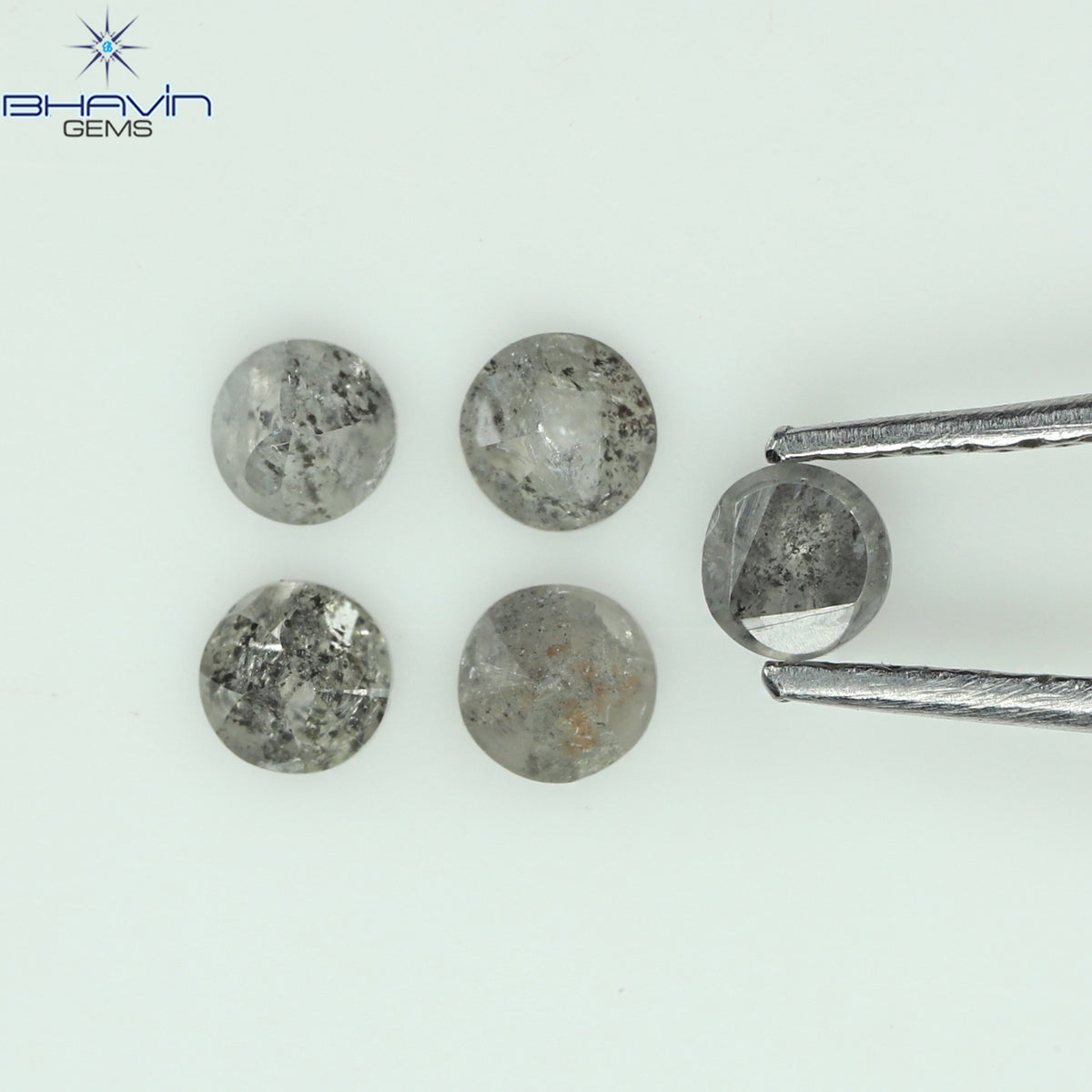 0.55 CT/5 Pcs Natural Uncut Diamond Salt And Pepper Color Clarity I3 (2.98 MM)