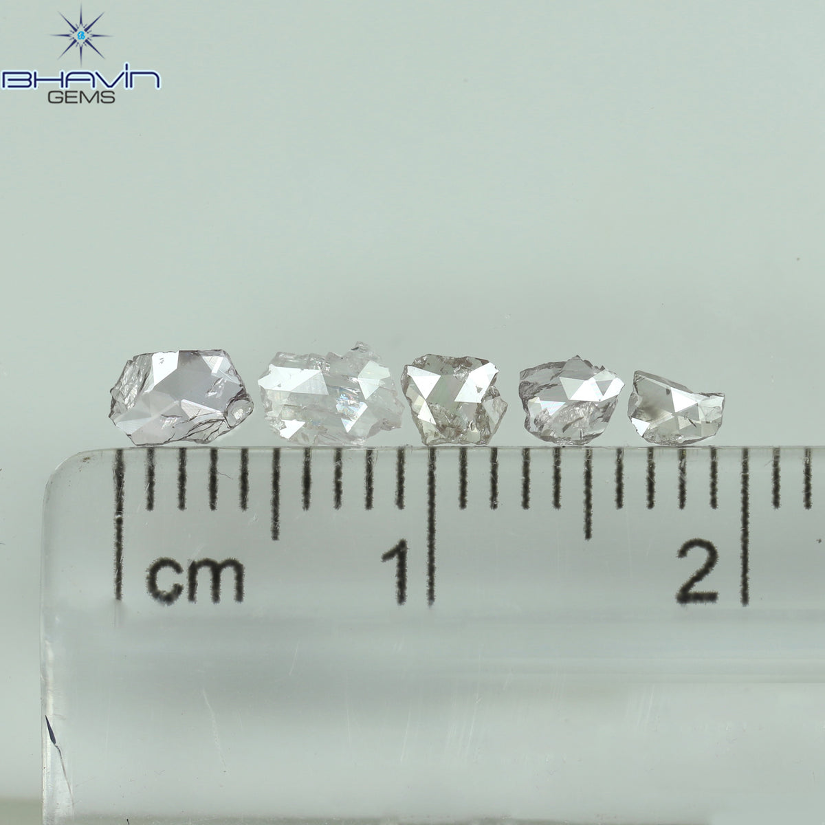 0.39 CT/5 ピース ローズカット ポルキ シェイプ ナチュラル ダイヤモンド ピンク カラー I2 クラリティ (4.84 MM)