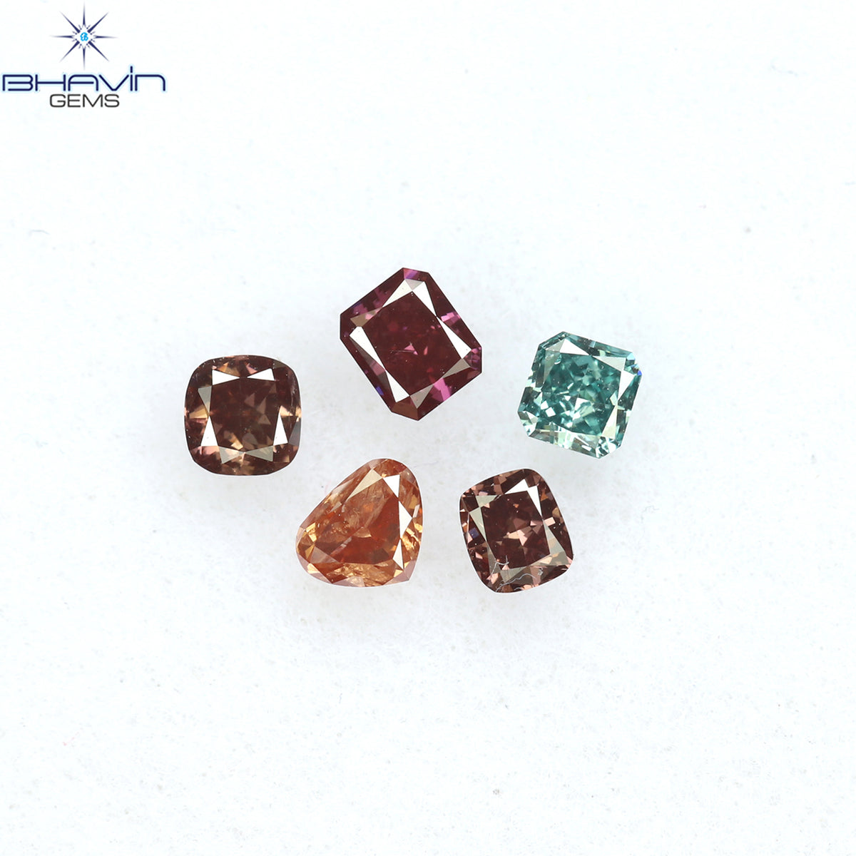 0.28 CT/5 ピース ミックス シェイプ ナチュラル ダイヤモンド ピンク色 SI2 クラリティ (2.40 MM)