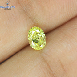 0.28 CT Oval Shape Natural Diamond Yellow Color VS2 Clarity (4.53 MM)