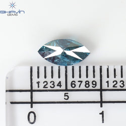 0.60 CT マーキス シェイプ ナチュラル ダイヤモンド ブルー カラー I3 クラリティ (7.62 MM)
