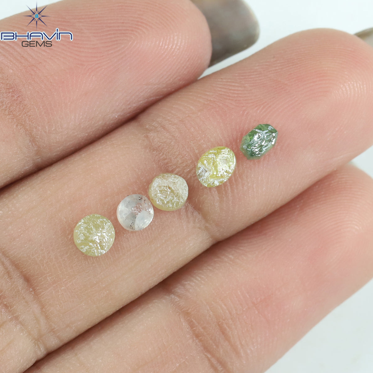 1.08 CT/5 Pcs Natural Uncut Diamond Mix Color Clarity I3 (4.17 MM)