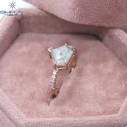 ペンタゴン ダイヤモンド 天然ダイヤモンド リング ホワイトカラー ゴールド リング 婚約指輪
