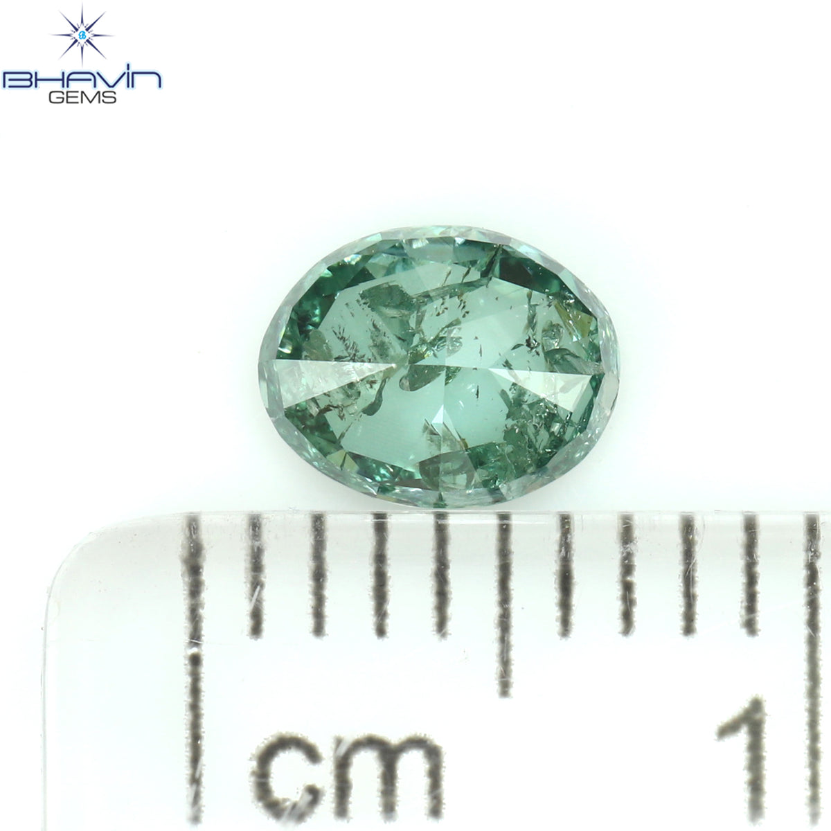 0.50 CT オーバル シェイプ ナチュラル ダイヤモンド グリーン カラー SI1 クラリティ (5.87 MM)