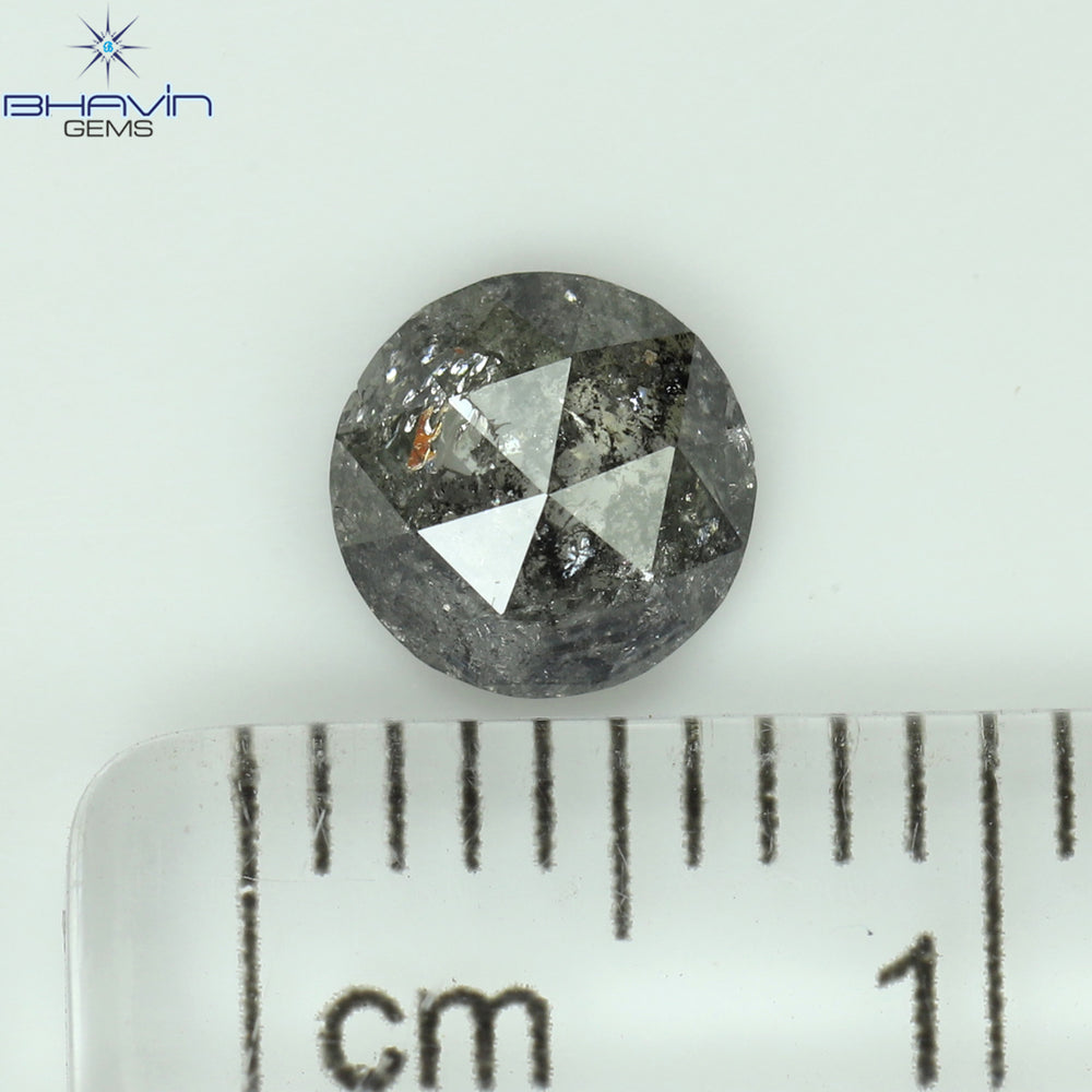 0.69 CT Round Rose Cut Shape Natural Diamond Salt And Pepper Color I3 Clarity (5.76 MM)