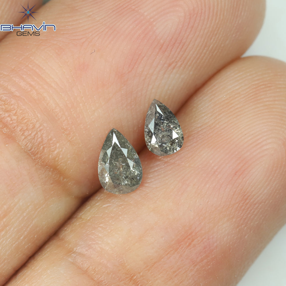 0.42 CT/2 Pcs Pear Shape Natural Loose Diamond Salt And Pepper Color I3 Clarity (5.26 MM)
