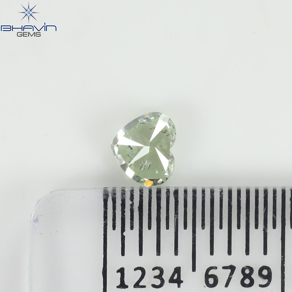 0.30 CT Natural Heart Diamond Enhanced Blueish Green Color Clarity I1 (4.22 MM)